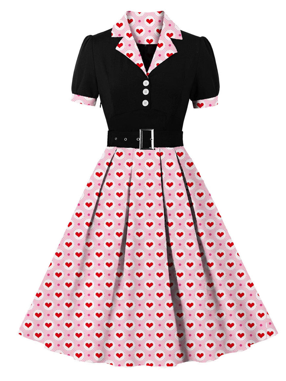 Pink Sweet Love 1950S Vintage Swing Dress